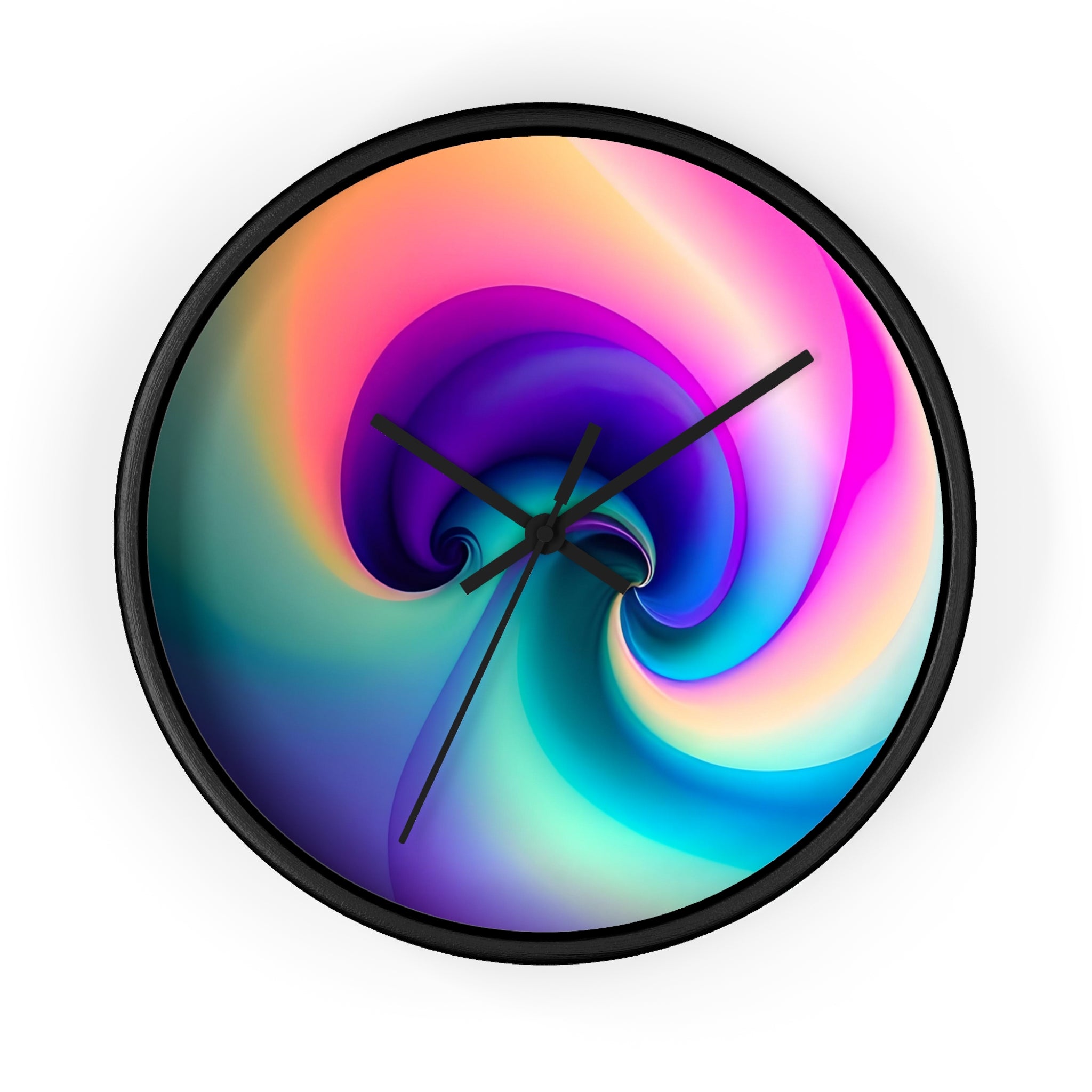 round wall clock "Prism Spiral" abstract colorful spiral design modern wall decor minimalist style