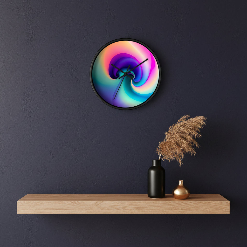 round wall clock "Prism Spiral" in dark grey interior bold abstract spiral wall clock minimalist design