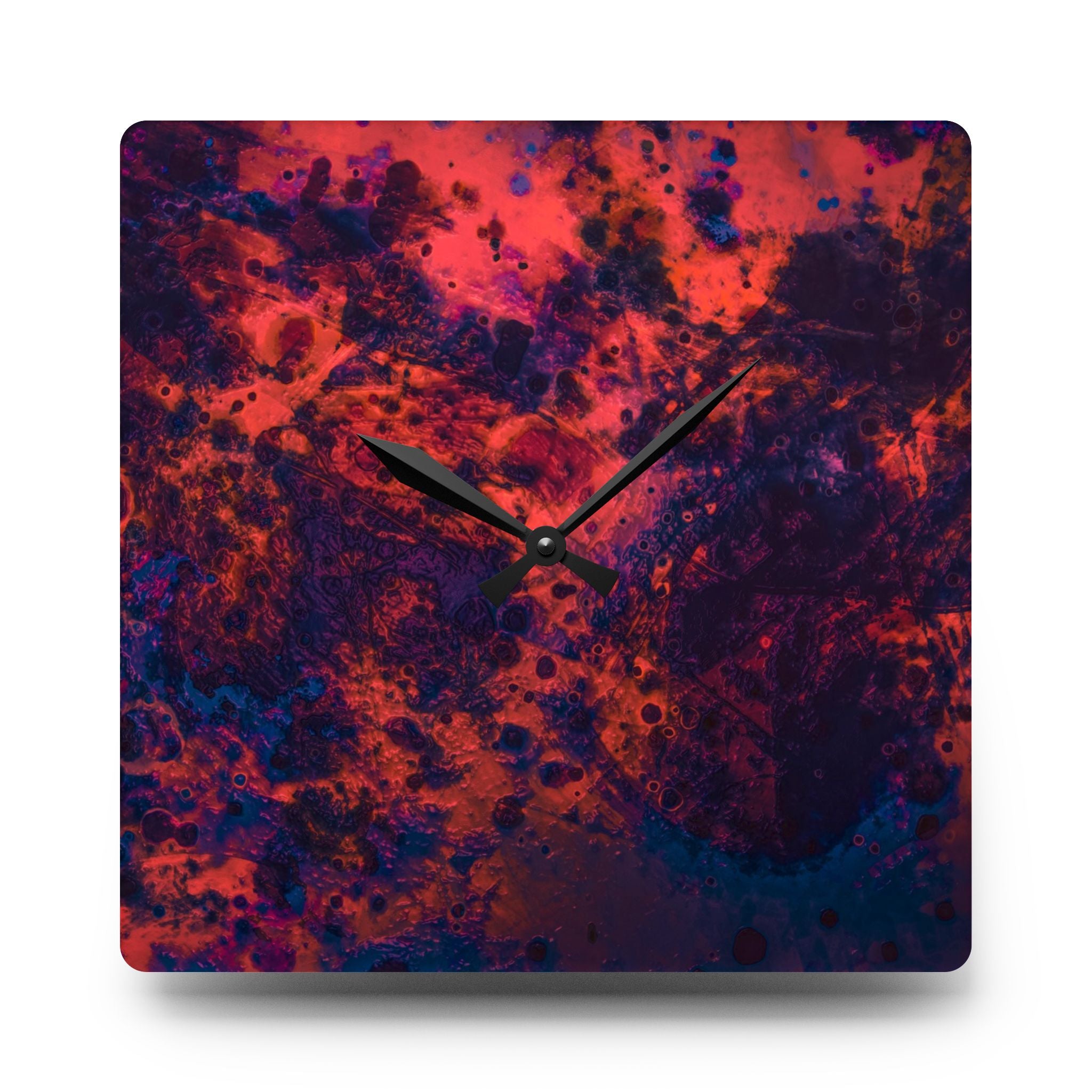 acrylic wall clock "Nocturn I" abstract red and purple texture modern square wall clock design