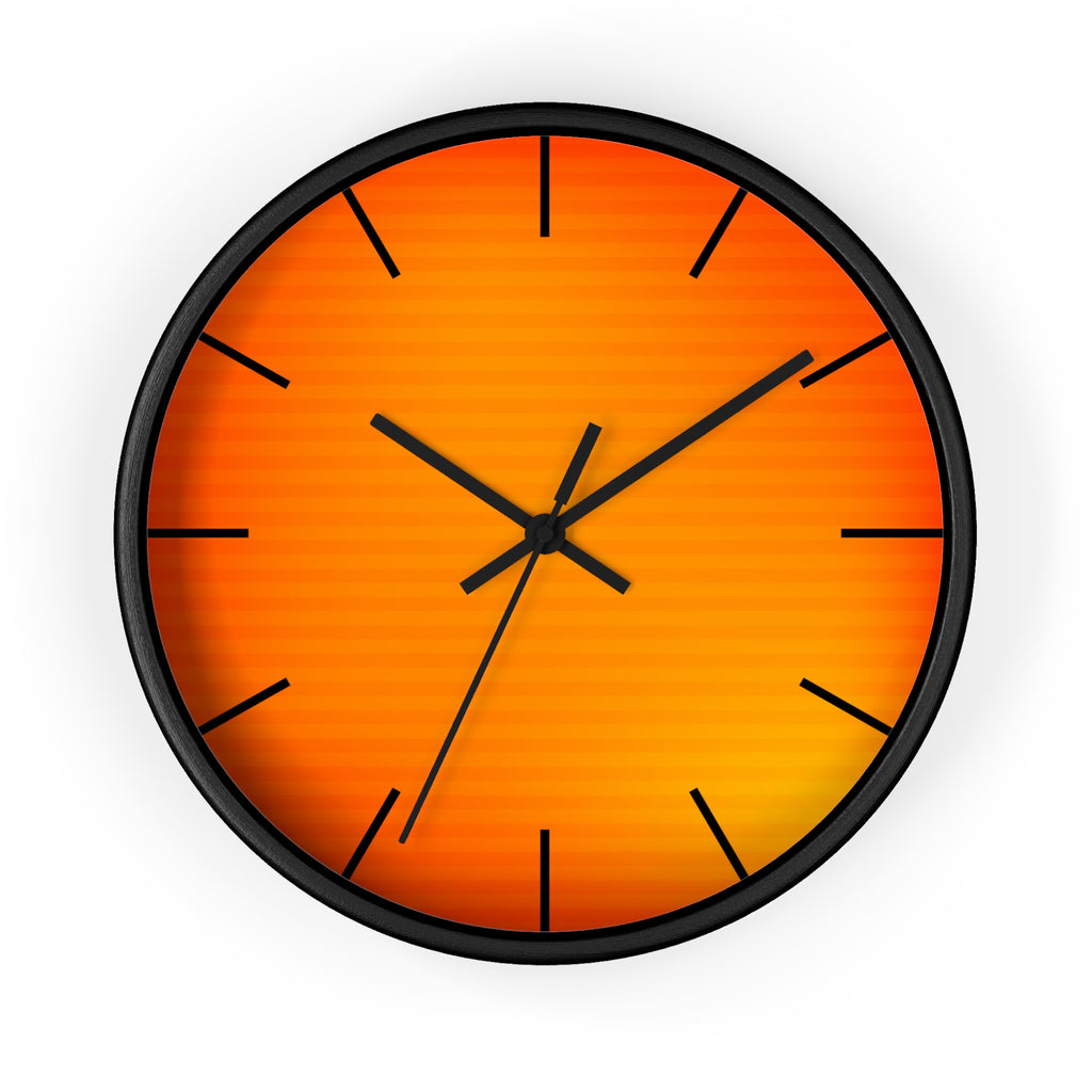 round wall clock "Solaris Noir" with glowing orange concentric circles modern wall decor