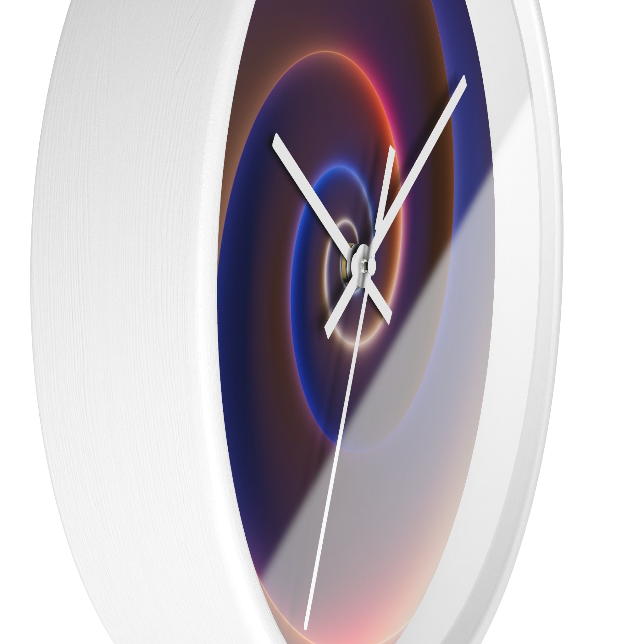 close up round wall clock "Eclipse Spiral" abstract spiral circular pattern modern design detail