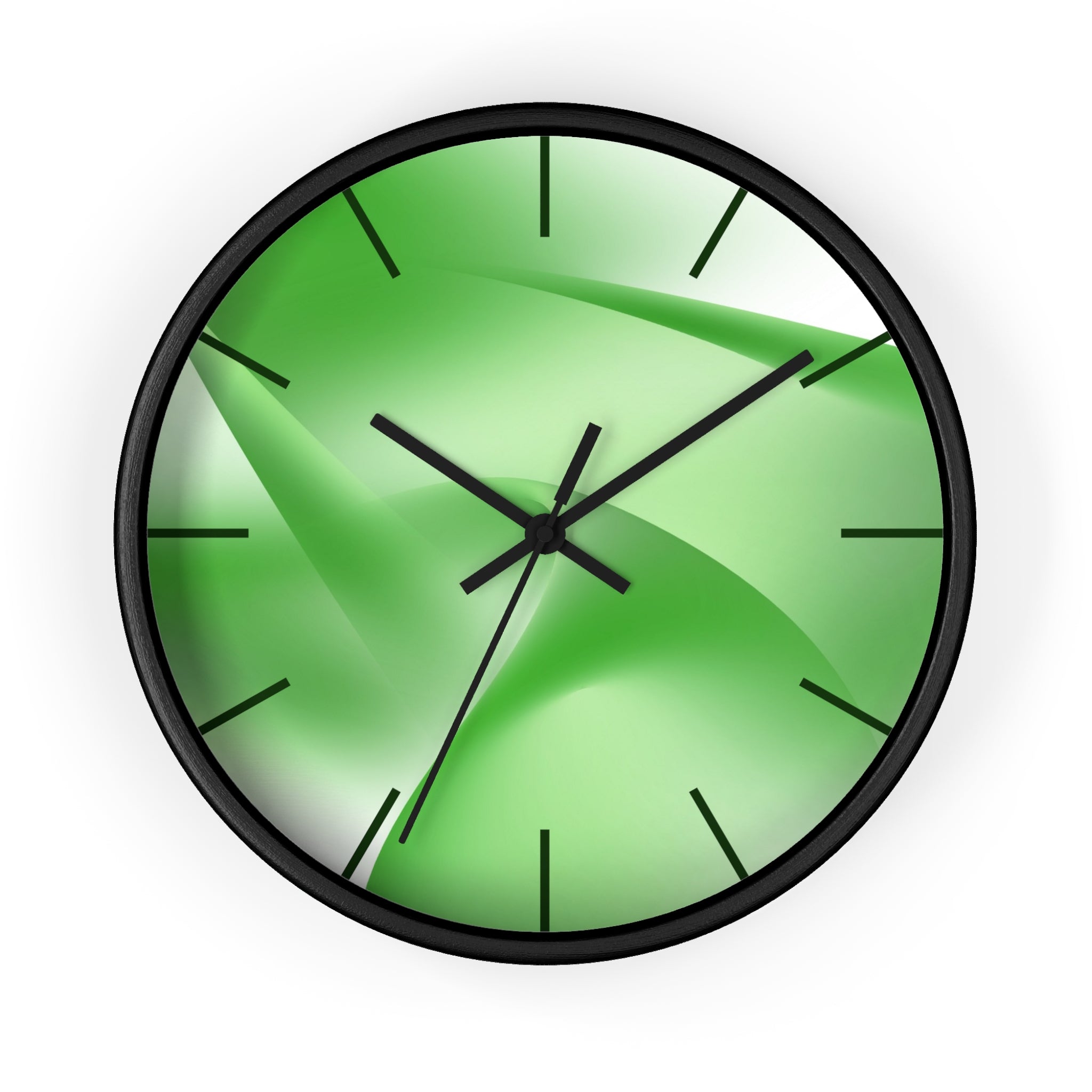 round wall clock "Verdant Aura" abstract green circular design modern wall decor
