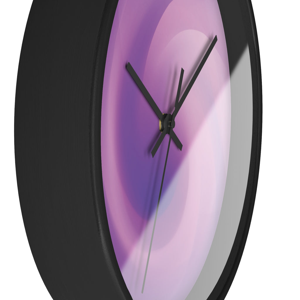 close up round wall clock "Purple May" purple gradient dial acrylic surface detail