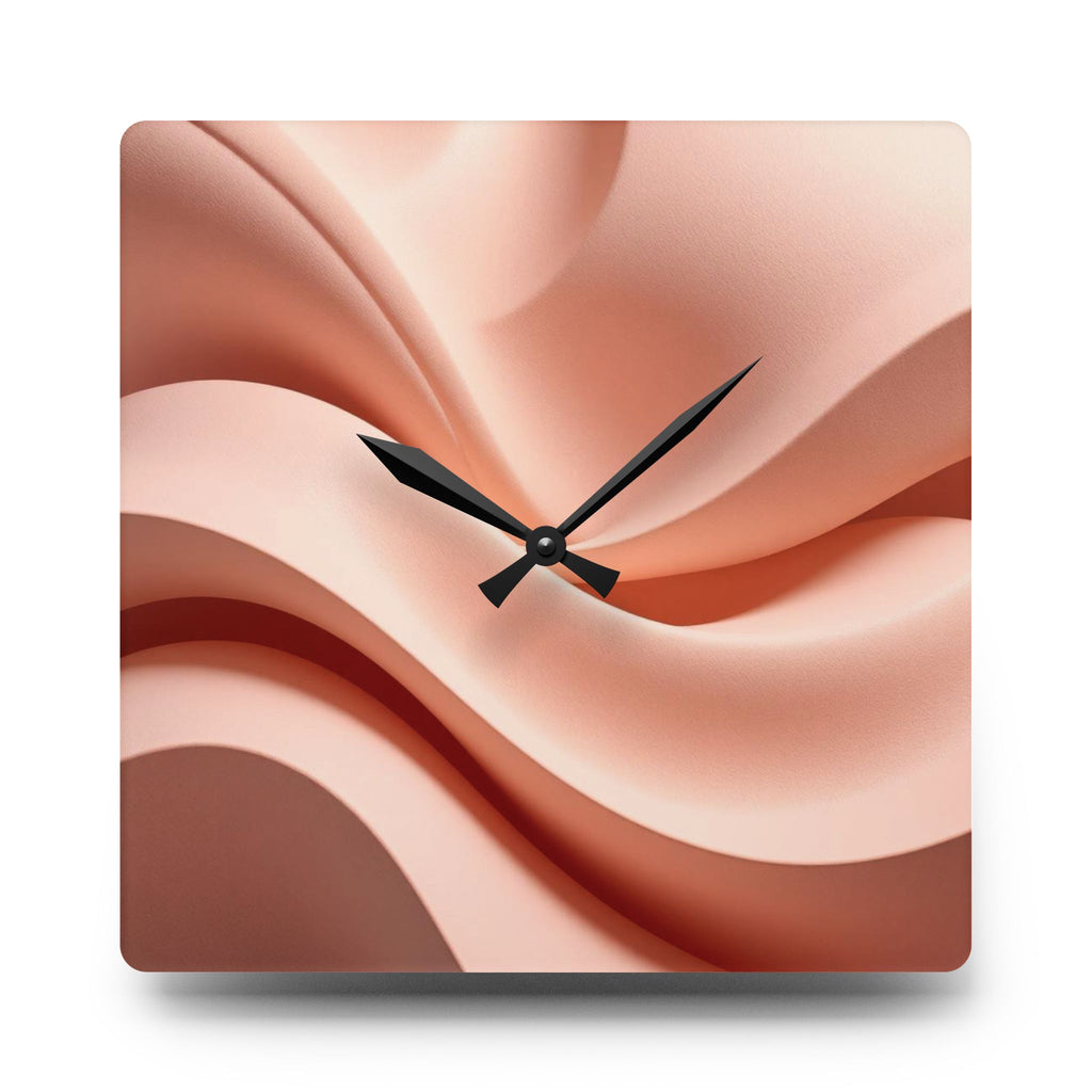 acrylic wall clock "Linea Rosa" soft pink abstract design modern square wall clock minimalist decor