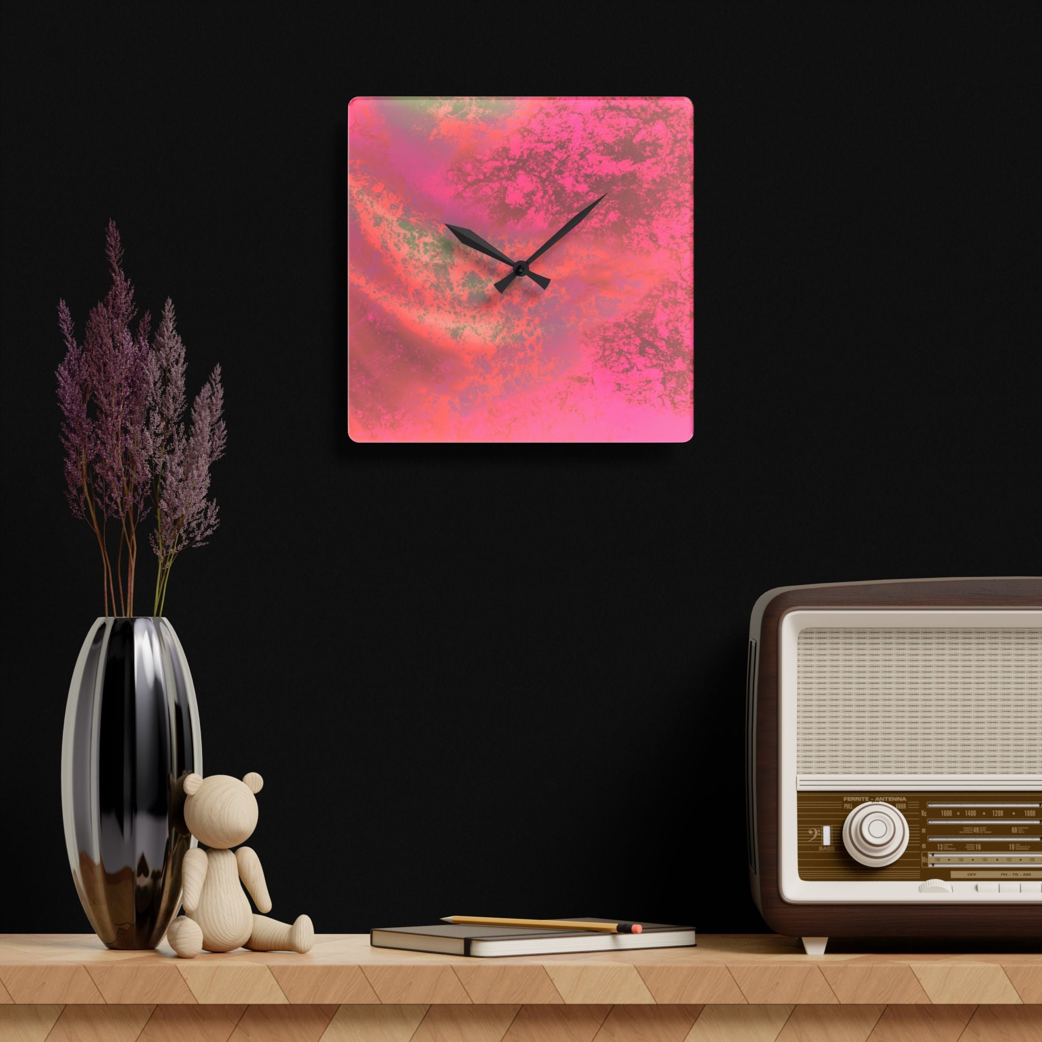 HOUR1207 Ajkos acrylic wall clock abstract gradient design detail
