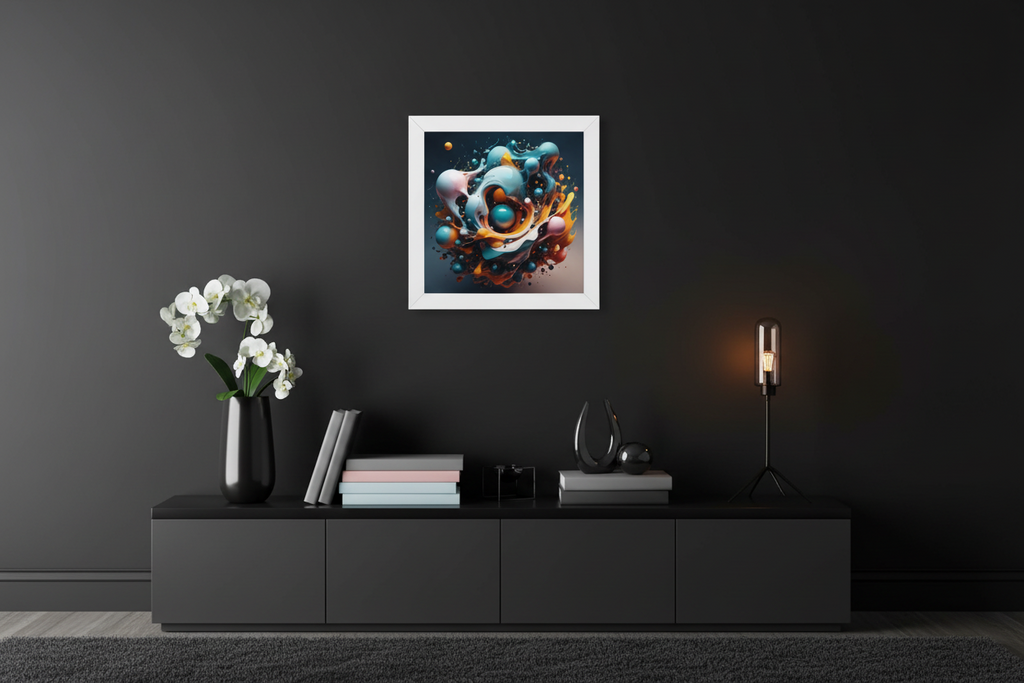 abstract wall art "Flowing Form II" in dark interior flowing abstract wall art modern decor