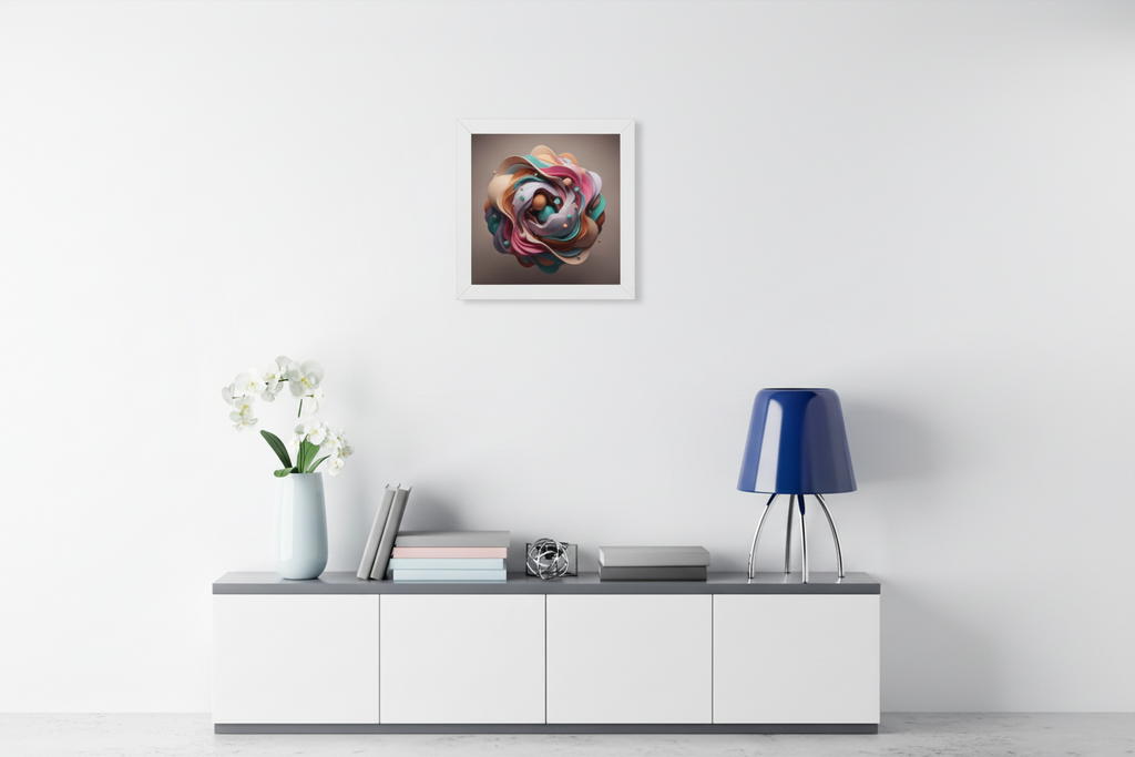 abstract wall art "Flowing Form" in bright interior fluid abstract artwork modern minimalist decor