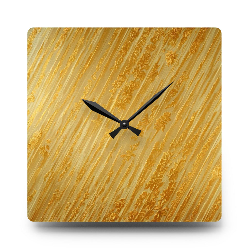 acrylic wall clock "Midnight Gold" black and gold abstract design modern square wall clock luxury decor