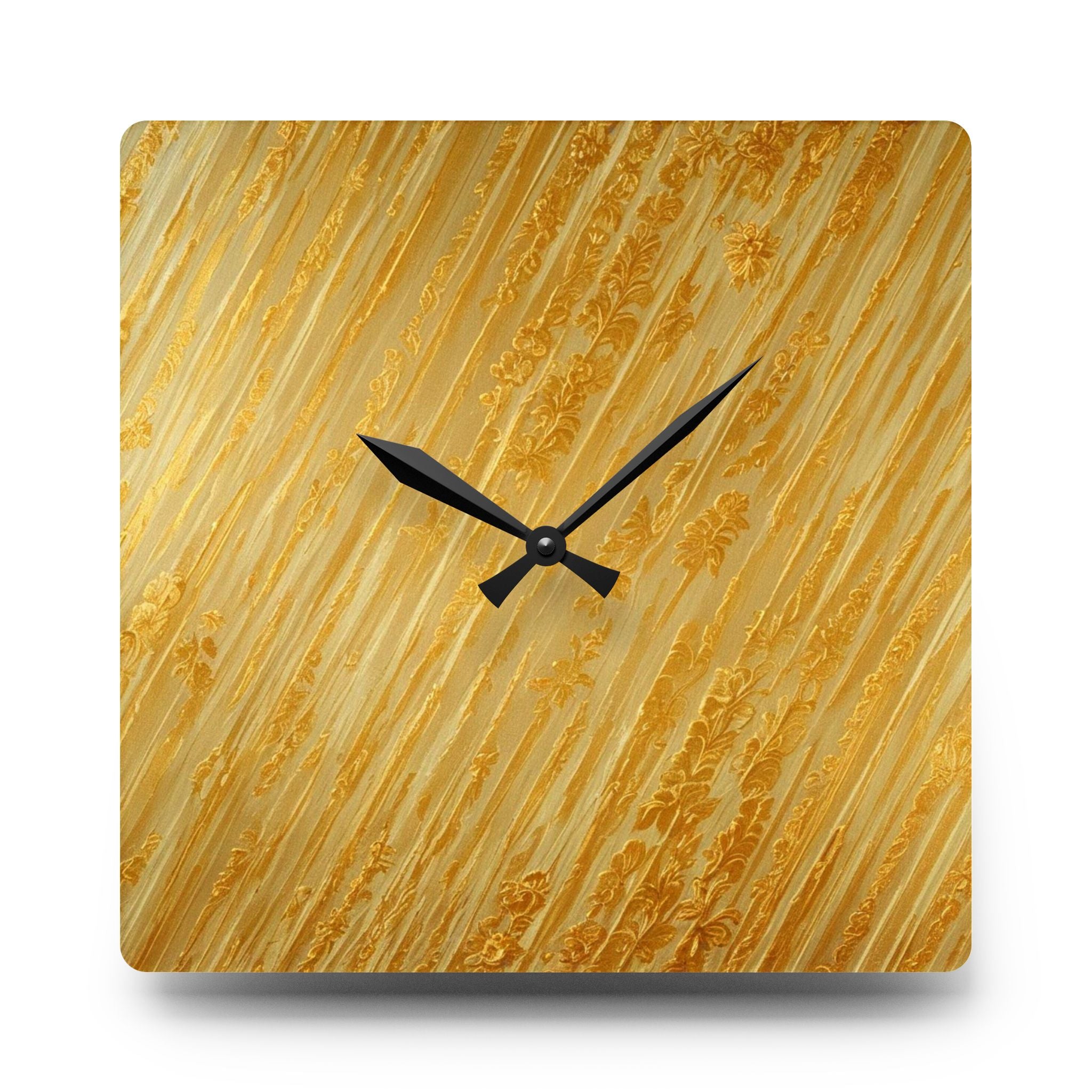 acrylic wall clock "Midnight Gold" black and gold abstract design modern square wall clock luxury decor