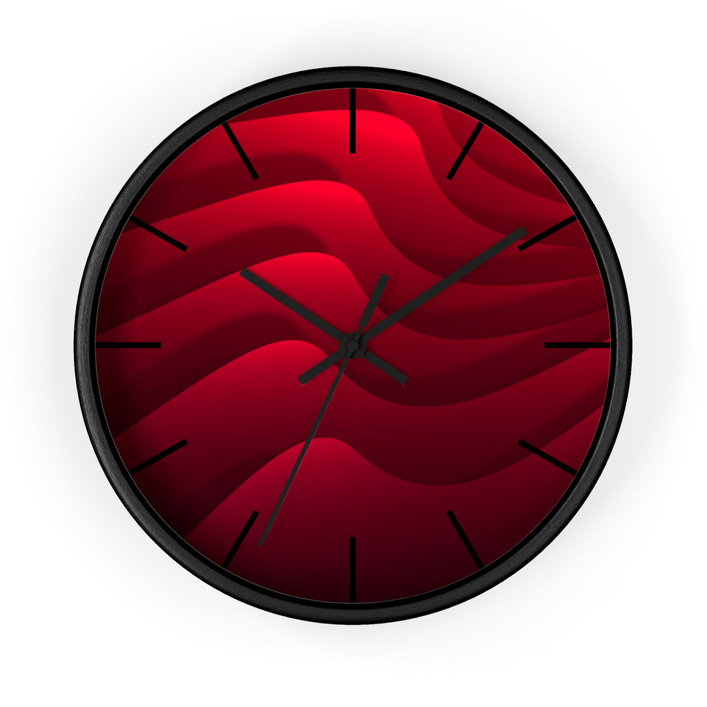 round wall clock "Red Hills" abstract red landscape design modern wall decor minimalist style