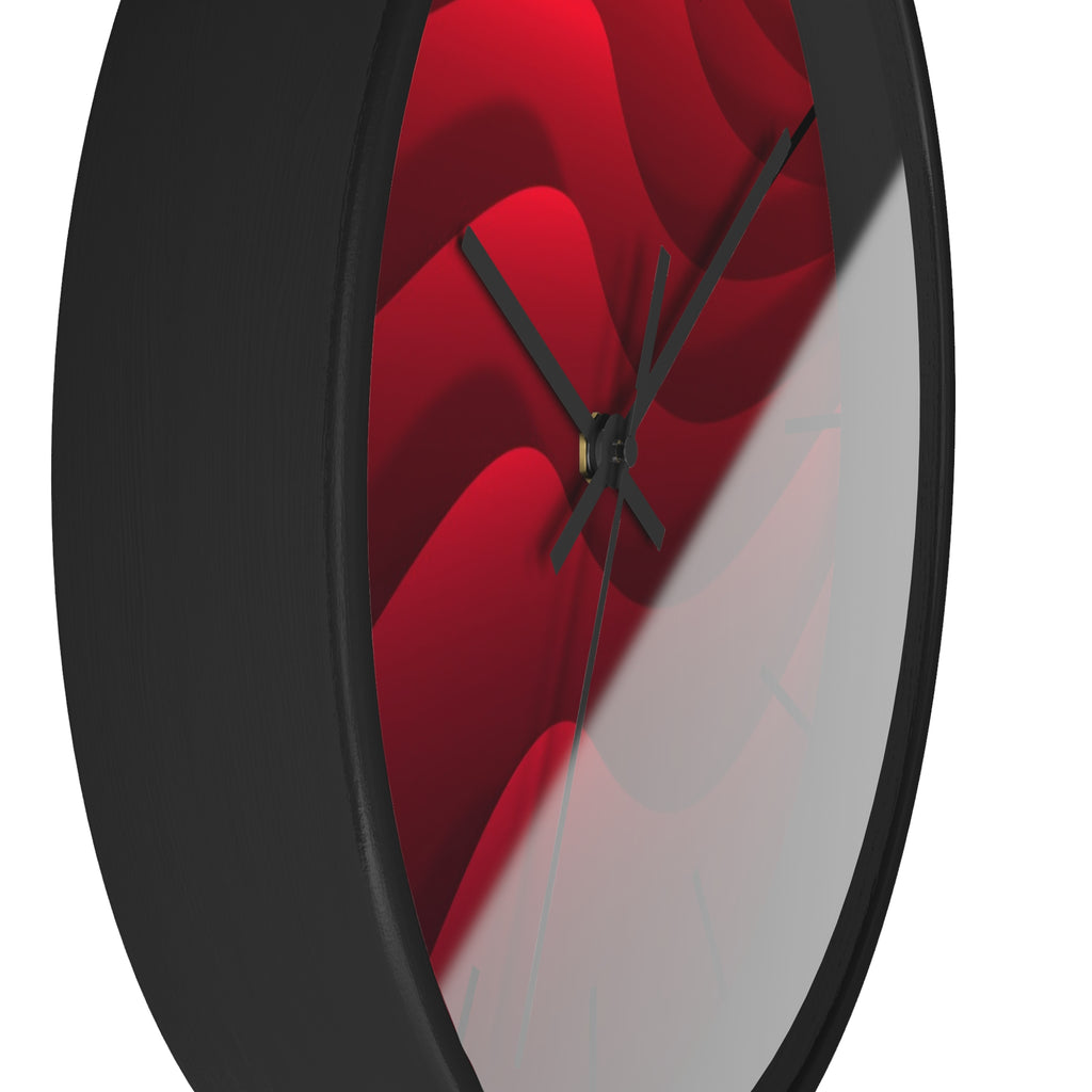 close up round wall clock "Red Hills" abstract red texture landscape detail modern design