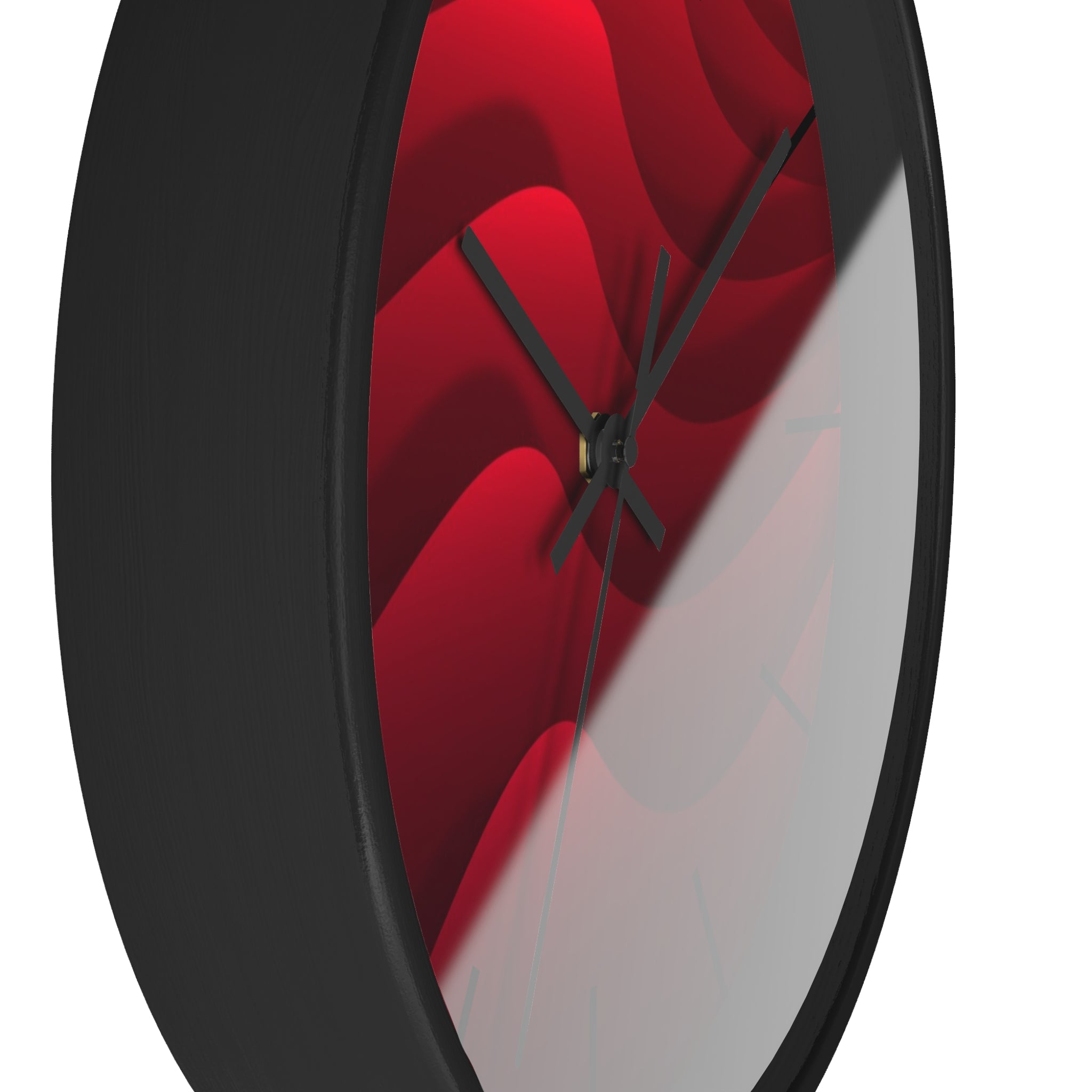 close up round wall clock "Red Hills" abstract red texture landscape detail modern design
