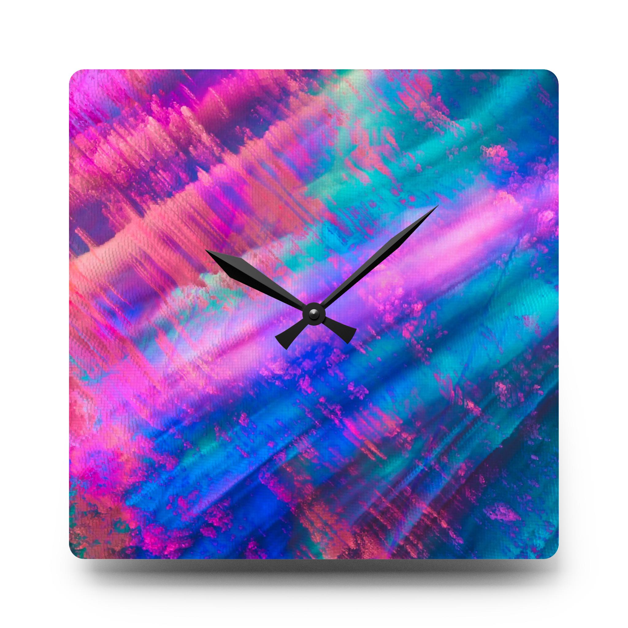 acrylic wall clock "Aurora Dreams" abstract aurora gradient design modern square wall clock minimalist decor