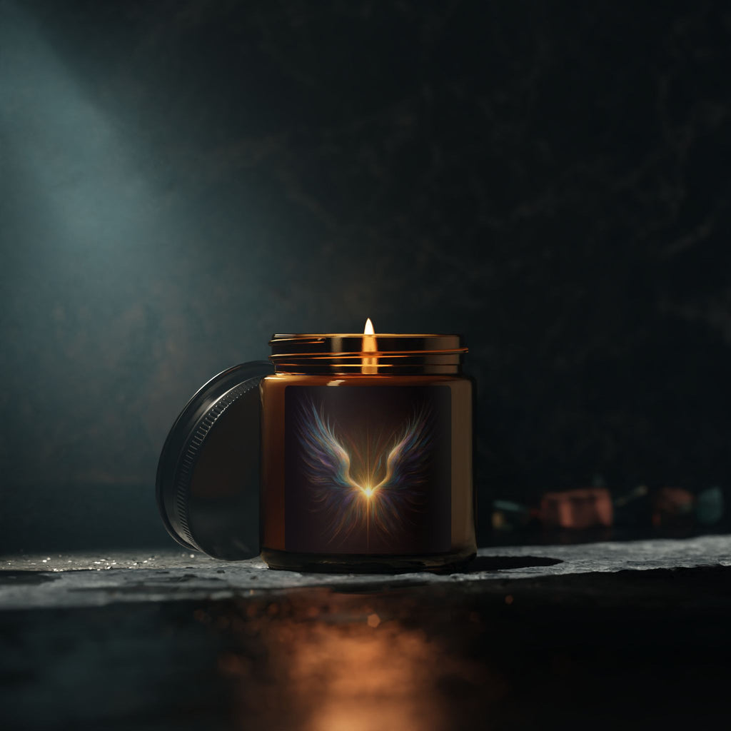 1207 Angel Code scented candle in a dark atmospheric interior