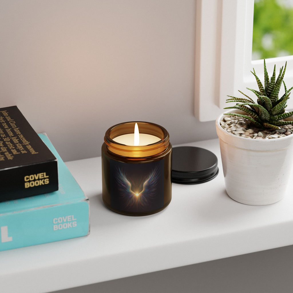 1207 Angel Code amber scented candle styled in a contemporary home interior
