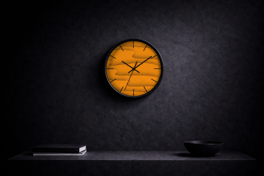 round wall clock "Sands of Time" abstract sand texture design modern wall decor minimalist style